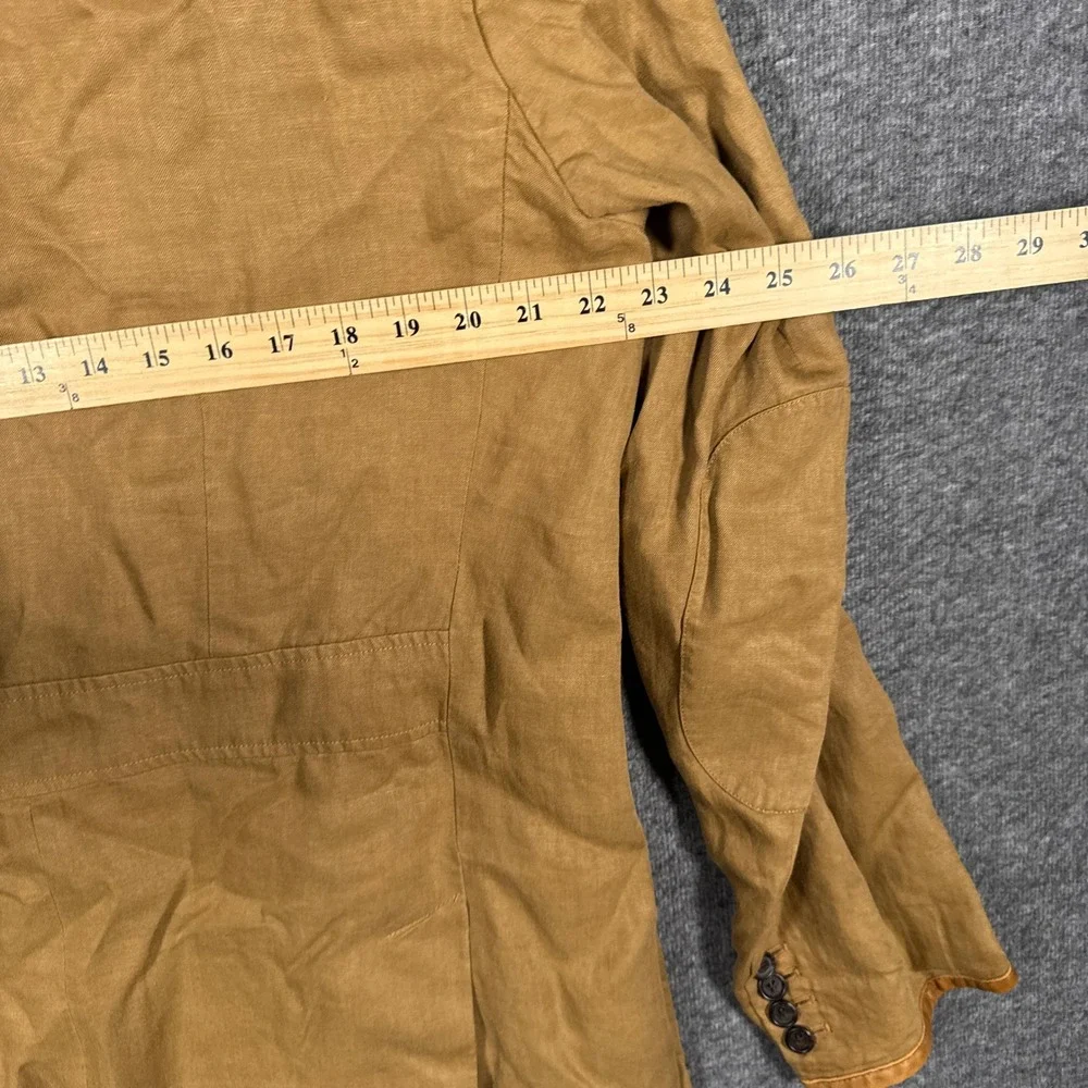 Polo Ralph Lauren Sport Coat Blazer Men Large Tan 100% Linen Surgeon Cuff Jacket